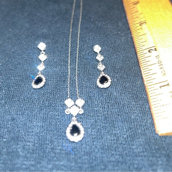 MONET, Earring/Necklace Set. Black, Silver and Cubic Zirconia Rhinestones. - Picture 10 of 10